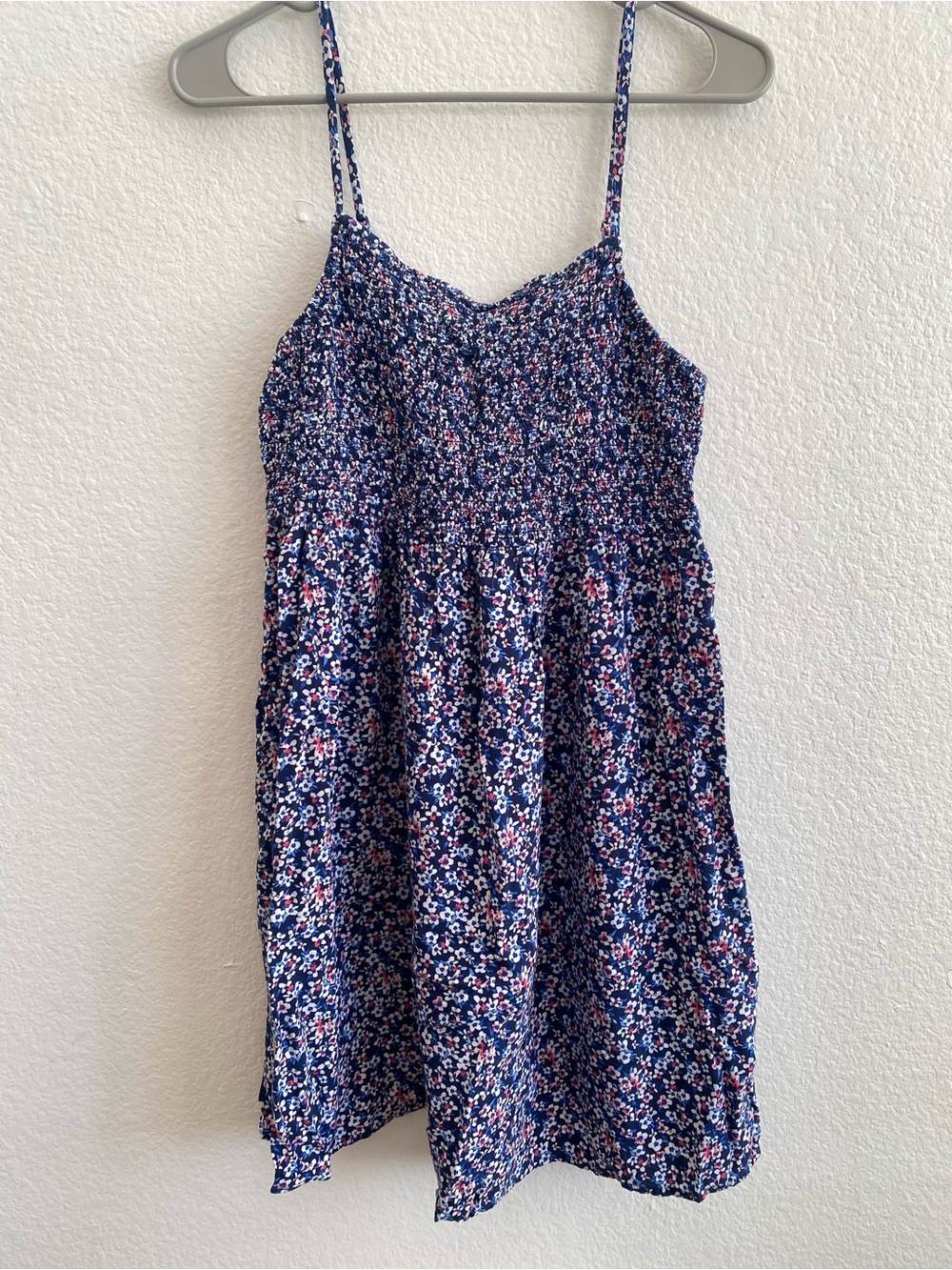 Blue Floral Smocked Sundress